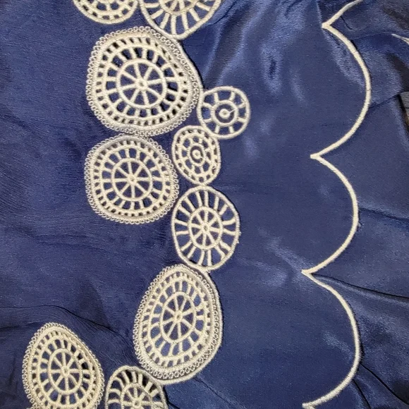 CATHERINE MALANDRINO Navy Silk "Marlin" Cocktail Dress 8P - Picture 5 of 8